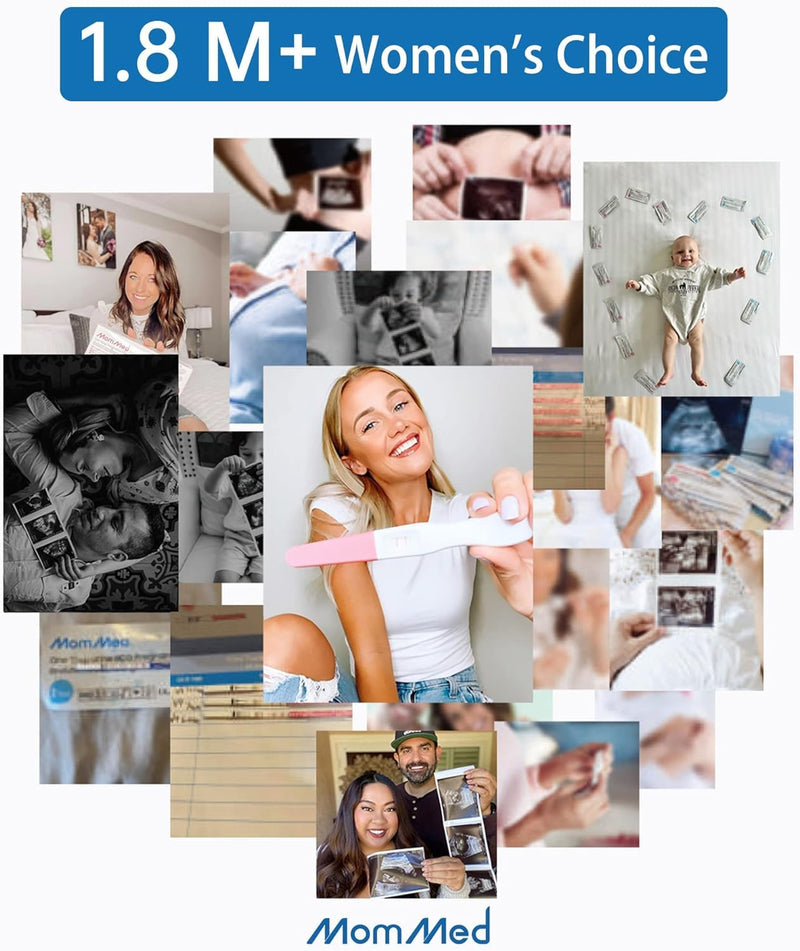 [Australia] - MomMed Pregnancy Test, 55 HCG Pregnancy Test Strips for Early Detection, Over 99% Accurate, 55 Free Urine Cups, Bulk Pregnancy Tests for Home Use, Pruebas de Embarazo 55 Count (Pack of 1) 