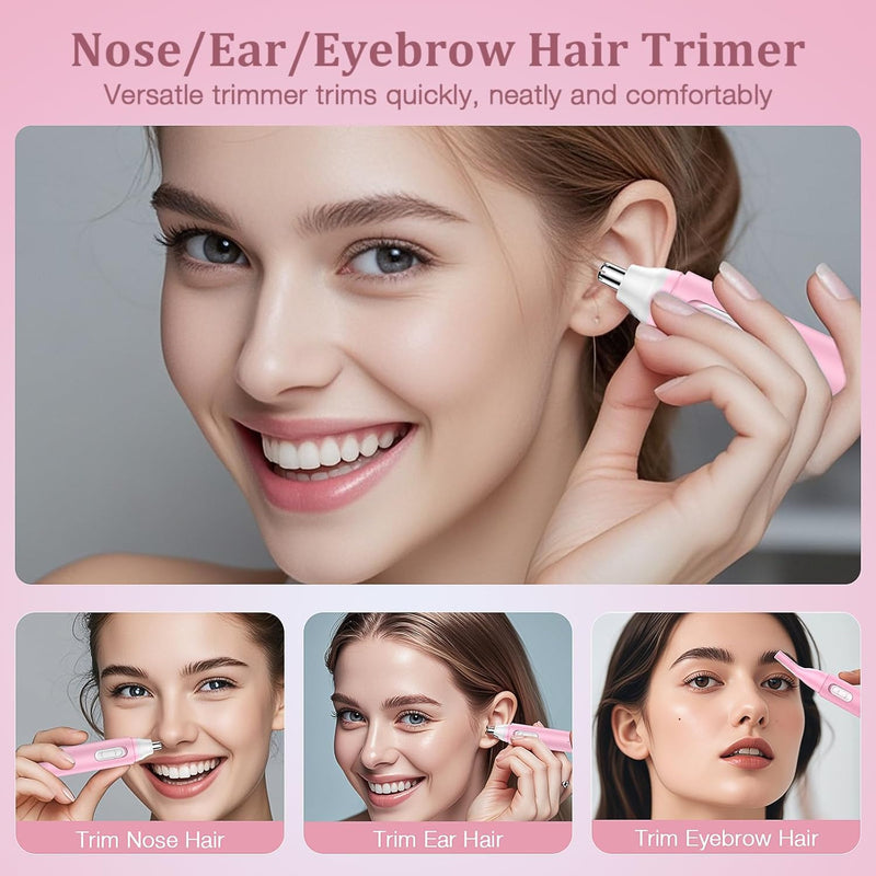 [Australia] - Nose hair trimmer nose hair trimmer women's USB eyebrow razor: iFanzeTech pain-free ear nose trimmer | Nose razor women and eyebrow trimmer women Light Red 