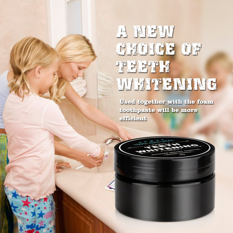 [Australia] - 2-Pack Teeth Whitening Charcoal Powder + Bamboo Brush Oral Care Sets, WUBLSYAN Natural Activated Charcoal Teeth Whitener Powder 0.53 Ounce (Pack of 2) 