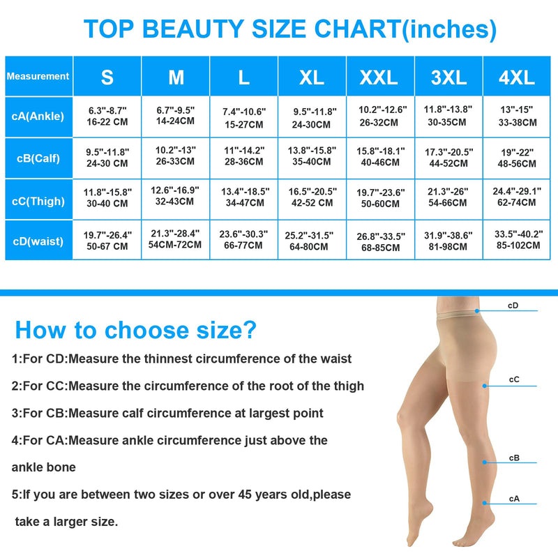 [Australia] - YISEMEYA 2 Pairs Medical Long Compression Stockings for Women, 20-30mmHg Women's Support Stockings, Opaque Toe Wrap, Women's Compression Tights, Great Support for Varicose Veins, Edema L 