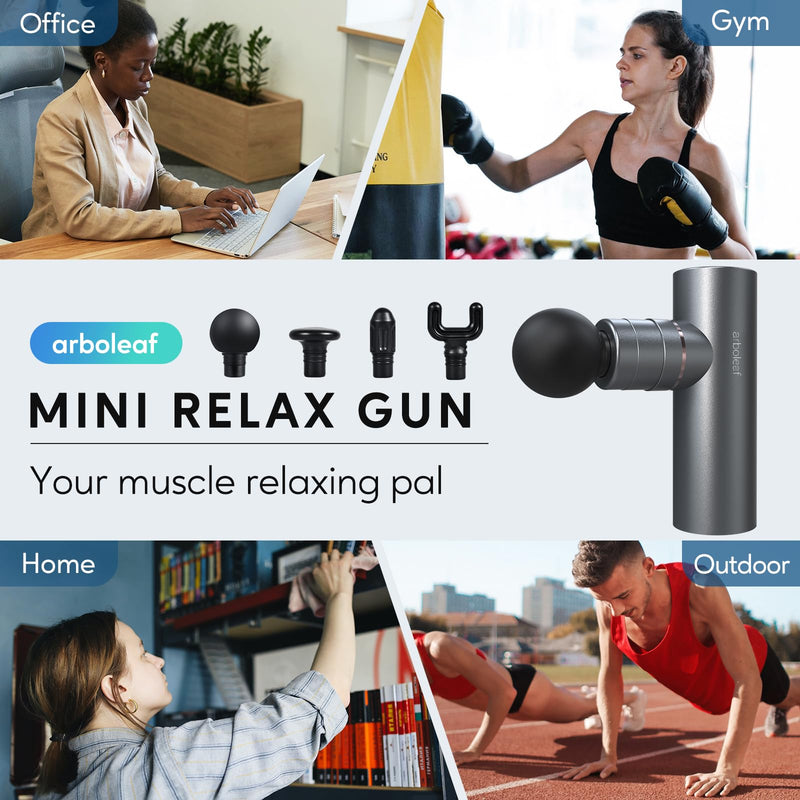 [Australia] - arboleaf Massage Gun Deep Tissue, Full-Metal Electric Portable Hand Held Massager Gun for Back, Body Sore Muscles, Pain Relief, Gifts, Office, Home, Athletes Gray 