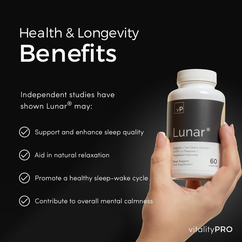 vP Vitality Pro Lunar Sleep Supplement, 60 Capsules | Apigenin, Magnesium Glycinate, Third Party Tested