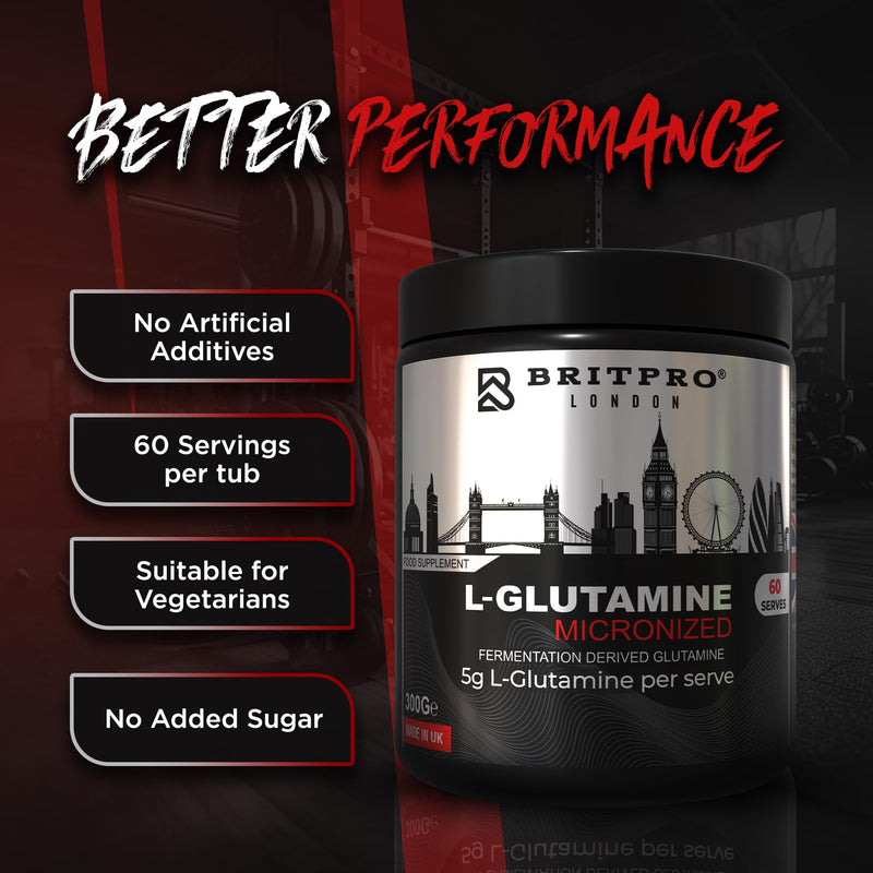 L-Glutamine, 300g - Micronised - Supports Immune System & Recovery - Supports Muscle Repair, Gut Function & Faster Tissue Repair - Post Workout Nutrition - Made in the UK