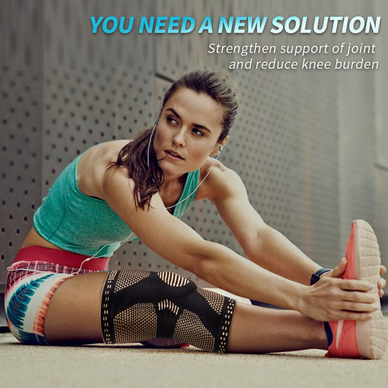 [Australia] - NEENCA Copper Knee Brace for Knee Pain, Knee Support with Patella Pad & Side Stabilizers, Compression Knee Sleeve for Sport, Workout, Arthritis, ACL, Joint Pain Relief, Meniscus Tear- FSA/HSA Eligible High Copper - XXL 