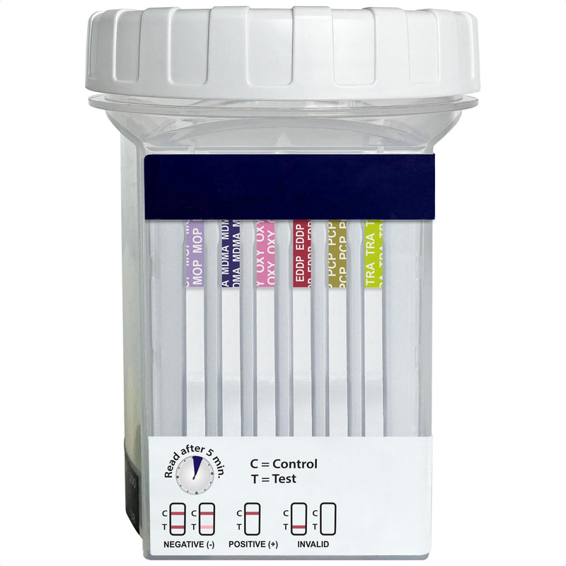 DrugTect 18 Panel Drug Test Cup - CLIA Waived Fentanyl - 1 Pack | Urine Drug Screening: 6-MAM, AMP, BAR, BUP, BZO, COC, EDDP, FYL, MDMA, MET, MOP, MTD, OXY, PCP, PPX, TCA, THC, TRA