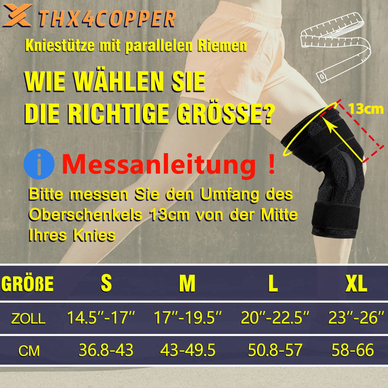 [Australia] - Thx4COPPER knee support, knee bandage, adjustable knee pads with patella gel pads and double-sided side stabilizers, knee orthosis support for ACL, sports, running M 