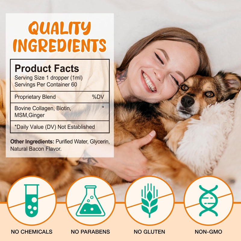 Liquid Collagen for Dogs Added Natural Pet Probiotics, Enhance Joint Support and Mobility, Collagen for Dogs Relieve Pet Skin Allergies, Itching, Supports Joint, Skin & Coat Health, All Breeds & Ages
