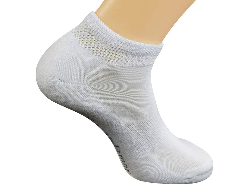 [Australia] - Yomandamor Mens Cotton Diabetic Low Cut Socks with Seamless Toe,5 Pairs 10-13 5 Pairs White 