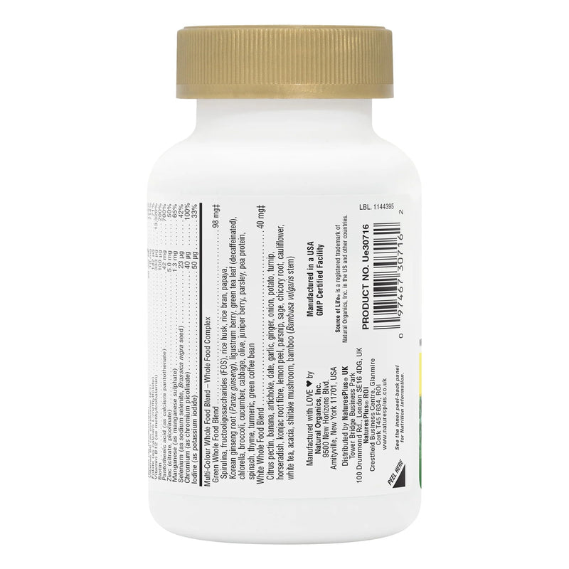 NaturesPlus Source of Life Gold Capsules - Whole Food Based Multivitamin for Men and Women, Energy, Immune, Focus - Gluten Free, Vegan - 90 Capsules