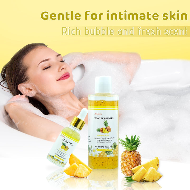 [Australia] - Natural Yoni Wash Yoni Oil Set, Feminine Wash for Women ph Balance, 1 fl.oz Feminine Oil & 6.7 fl.oz Intimate Vaginal Wash - Pineapple Scent 