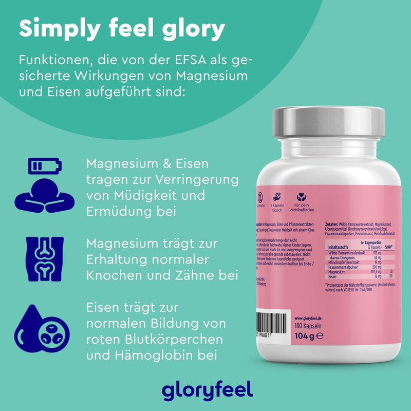 [Australia] - Wild Yam + Chasteberry + Lady's Mantle - 180 Capsules - Plus Magnesium & Iron - High-dose extract from the yam root 