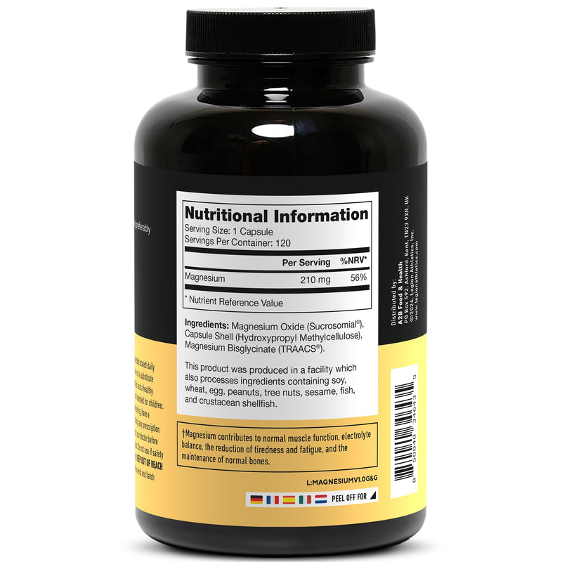 Legion Sucrosomial Magnesium Supplements - High Absorption Magnesium Supplement for Women & Men - Magnesium Mineral Supplements to Help Boost Athletic Performance & Overall Health - 120 Servings