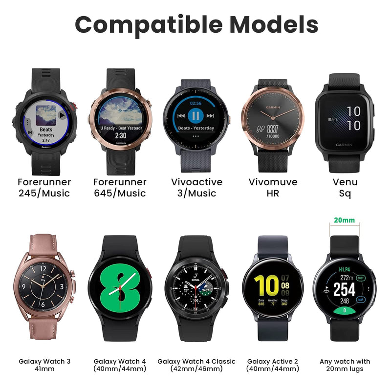 [Australia] - NotoCity Bands for Galaxy Watch 4/4 Classic & Galaxy Watch 5/5 Pro, 20mm Silicone Replacement Strap for Vivoactive 3 Vivoactive 5 Vívomove HR Forerunner 645/245 Music Band white 