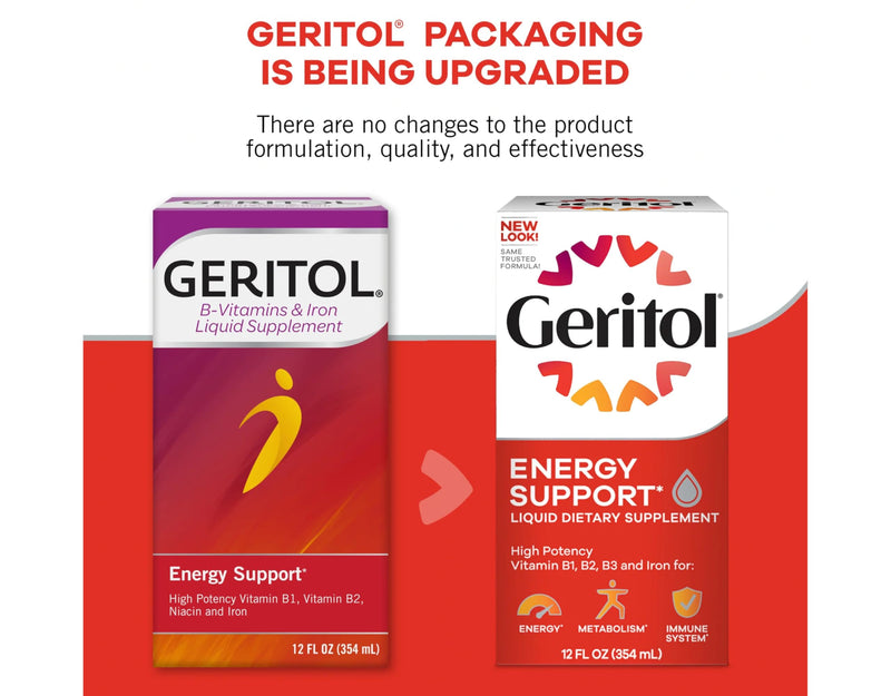 Geritol Liquid Energy Support B-Vitamins,12 Fl Oz (Pack of 2) 12 Fl Oz (Pack of 2)