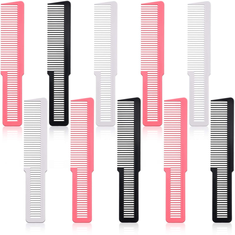 Patelai 10 Pieces Hair Cutting Comb Fine Tooth Styling Barber Styling Hair Clipper Cutting Comb for Home Salon Barber(Black, White, Pink) Black, White, Pink
