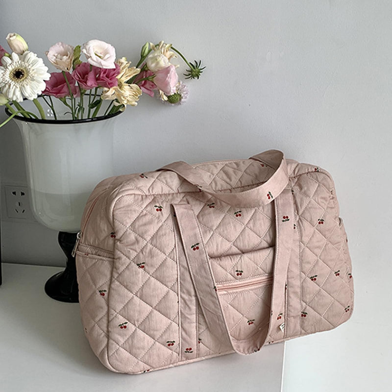 Farcauo Cute Tote Duffel Bags Women Pink Cherry Travel Duffel Bag Weekender Overnight Duffel Travel Carry On Purses for Women Work Diaper Gym Tote Hospital Bag for Labor Delivery #Z Pink Cherry Travel Duffel Bags