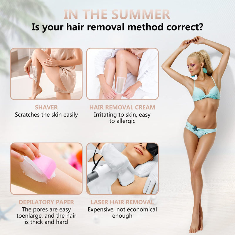 [Australia] - Electric Razor for Women Bikini Trimmer, MKIOVH Women's Cordless Portable 4 in 1 Painless Shaver, for face Legs Brows Nose Detachable Head USB Rechargeable Hair Trimmer (White) White 
