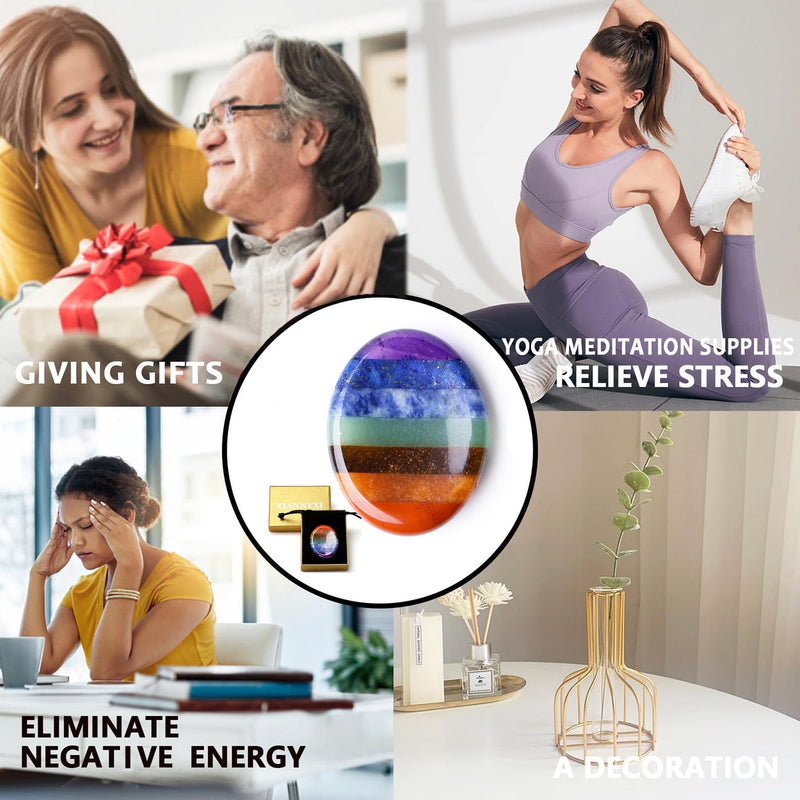 [Australia] - XIANNVXI Chakra Crystals Stones Crystal Worry Stones Thumb Gemstones Healing Stones Naturally Polished Oval Palm Pocket Stone Anxiety Stress Relief Meditation A-chakra 