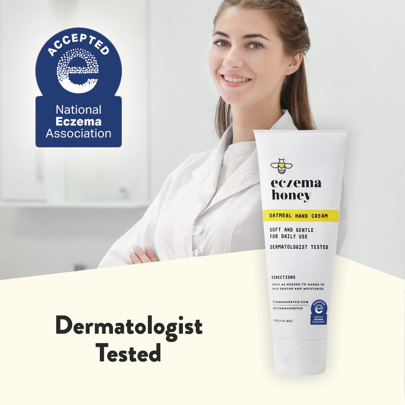 ECZEMA HONEY Oatmeal Hand Cream, for Dry, Itchy, Sensitive Skin (4 Oz) | Natural Hand & Body Lotion for Eczema Rash Relief, Cream for Irritable Skin