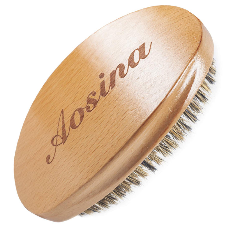 Wave Brush Medium Boar Bristles Hair brush-Designed for Thin and Normal Hair-Mens Curved Military Wave and Beard Brush-Great for 360 Waves brown/brown bristles