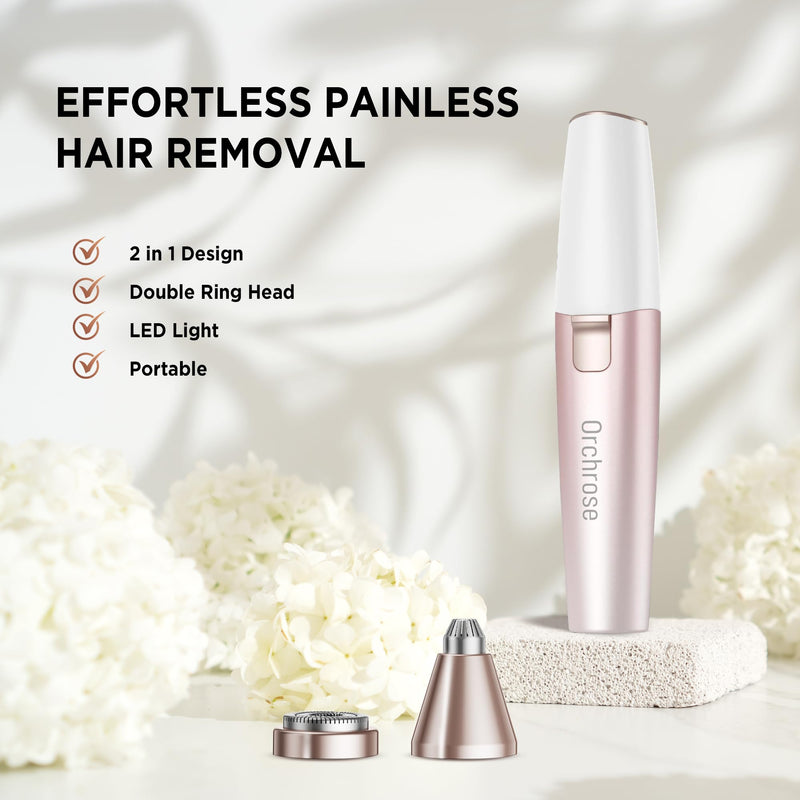 [Australia] - Facial Hair Remover for Women - 2 in 1 Eyebrow Trimmer and Rechargeable Eyebrow Razor - Hair Removal Device for Eyebrows Peach Fuzz Lips Arms with Light (Gradient Pink) Gradient Pink 