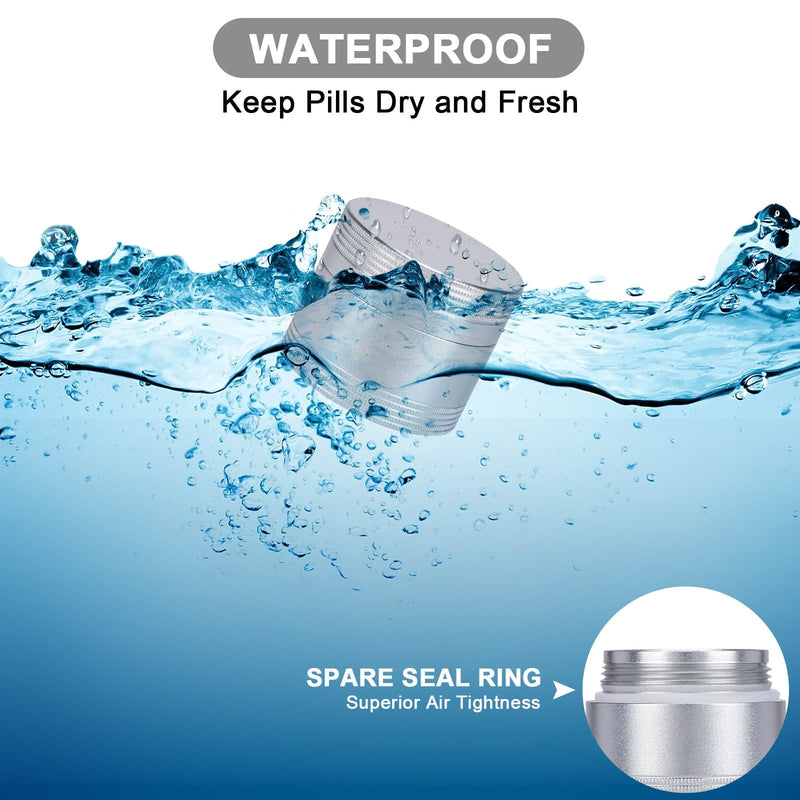 Small Pill Box for Purse Pocket - Metal Pill Case Daily Portable Waterproof Pill Container Medicine Organizer for Pills/Vitamin/Fish Oil/Supplements, Pill Box Small Size