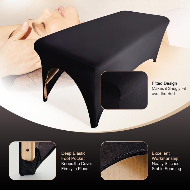 [Australia] - Spa Bed Cover Professional Lash Bed Cover Stretchy Massage Table Cover Beauty Bed Protective Topper, Excellent for Lash Extension, Spa, Massage, Beauty Salon, Wax, Tattoo Bed and Table (Black) 1-Piece Black 