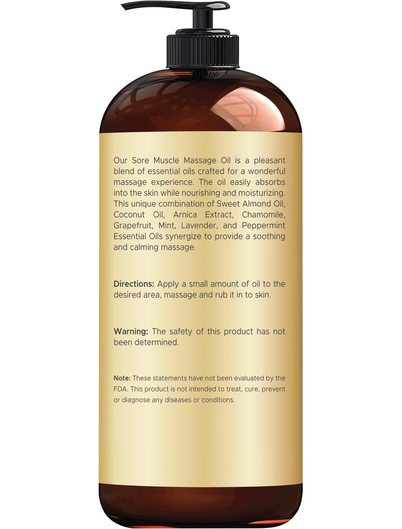 [Australia] - Handcraft Blends Sore Muscle Massage Oil 8 Fl Oz - Moisturizing Body Oil for Massage Therapy - Made with Arnica Extract, Chamomile, Lavender, Peppermint Oils 8 Fl Oz (Pack of 1) 