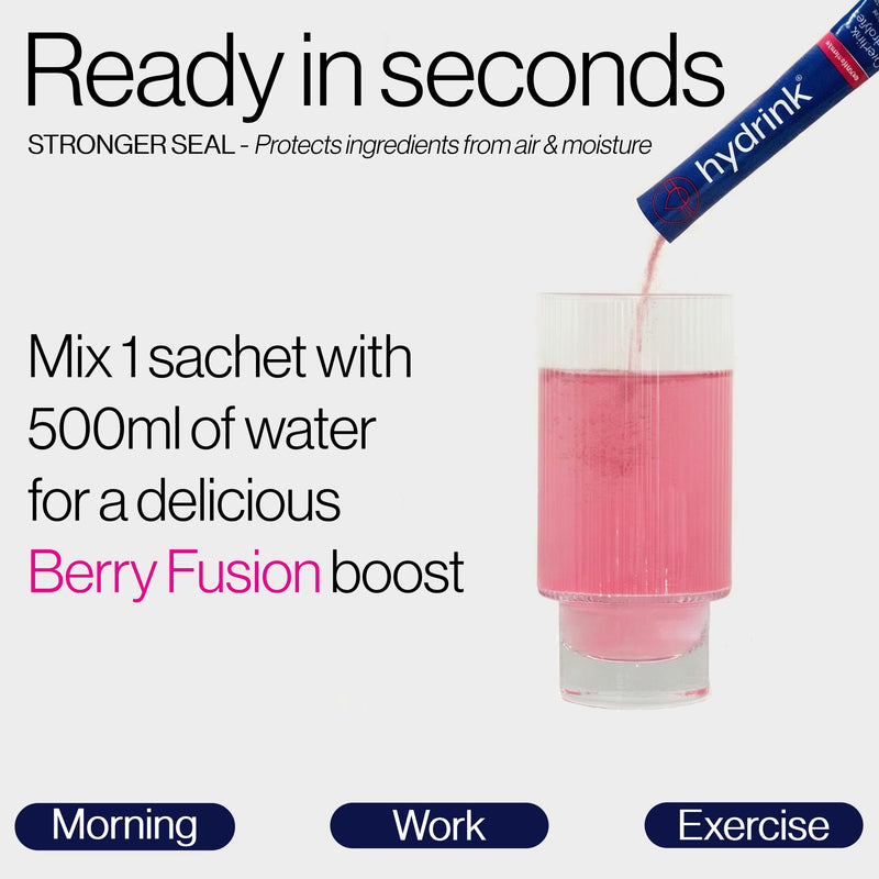 Creatine & Electrolytes Sachets (30 Pack) | Electrolyte Drinks Mix for Energy & Daily Performance | Berry Fusion | Travel Friendly Hydration Sachets 30 sachets