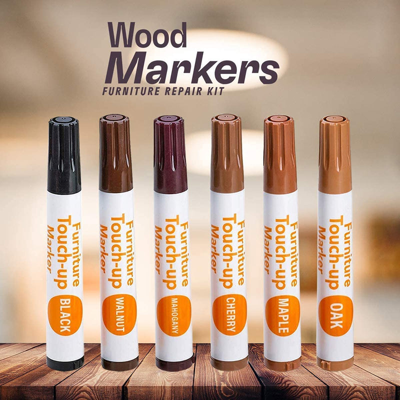 [Australia] - Katzco Furniture Repair Kit Wood Markers - Set of 13 - Markers and Wax Sticks with Sharpener - for Stains, Scratches, Floors, Tables, Desks, Carpenters, Bedposts, Touch-Ups, Cover-Ups, Molding Repair 