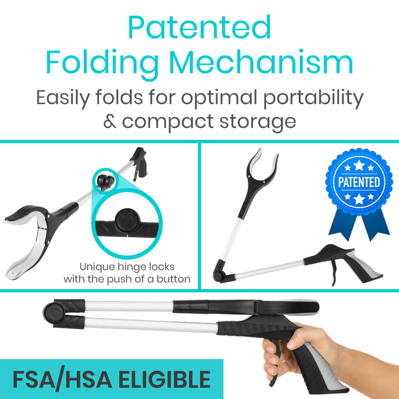 [Australia] - Vive 32" Grabber Reacher Tool - Foldable Pickup Stick with Rotating Jaw & Sensitive Trigger - Heavy Duty Mobility Grip Hand Aid - Extra Reach Extender Claw for Seniors, Elderly, Handicap 1 