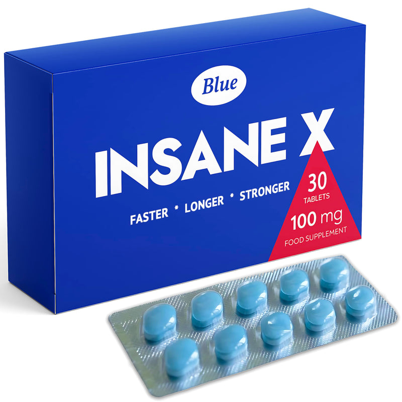 INSANE X - 30 Extra Strong Pills for Men UK - Natural Fast-Acting Ginseng Tablets for Men - for Enhanced Performance