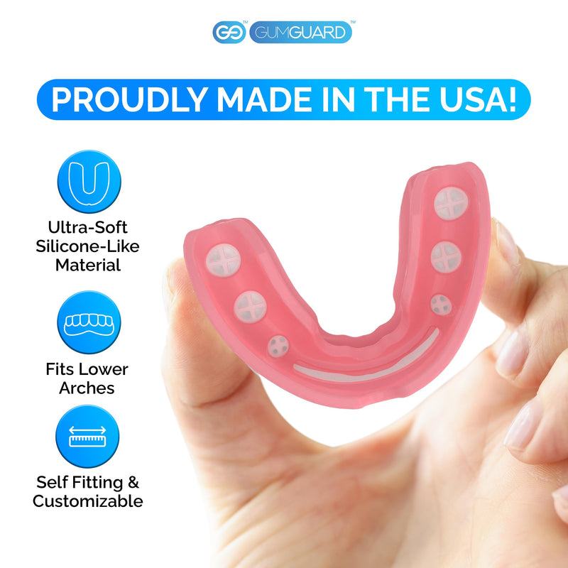 [Australia] - GumGuard PRO Denture Mouthguard Set - Soft, Customizable Fit Relief for Grinding & Clenching - Ideal for Denture Wearers & Implant Patients Lower White and Pink Pro Guard Set 