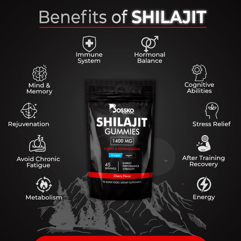 [Australia] - 1400 mg Shilajit Gummies Organic with Magnesium Glycinate L-Threonate B12,with Lab Test | 85+ Trace Minerals Fulvic Acid,45 serving Pure Himalayan Shilajit for Men & Women | Sugar-Free, 90 count 