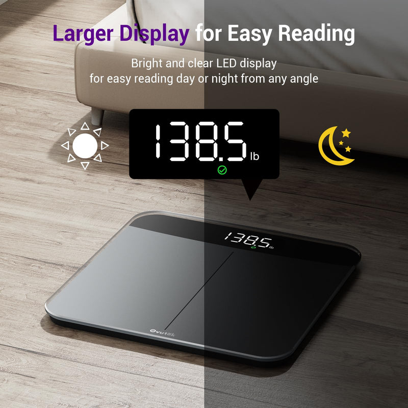 [Australia] - Bathroom Scales Digital Weight, Topnotch Quality 450lb Weight Scale, Most Accurate to 0.05lb, Automatic Weighing Scale for Body Weight, Baby, Pet, Larger LED, Sturdy and Durable Base Machine Black 