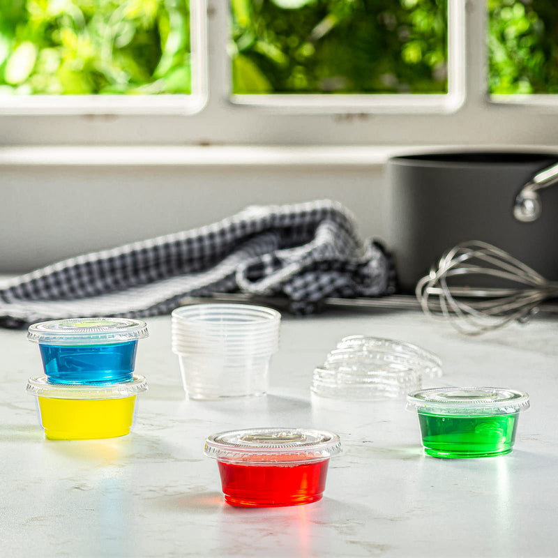 [Australia] - Comfy Package [200 Sets - 2 oz.] Plastic Disposable Portion Cups with Lids, Souffle Cups, Jello Cups 2 oz. 