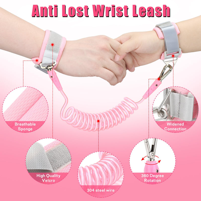 [Australia] - Toddlers Leash + Anti Lost Wrist Link Child Kids Safety Harness Kids Walking Wristband Assistant Strap Belt for Girl Pink Christmas Gift 