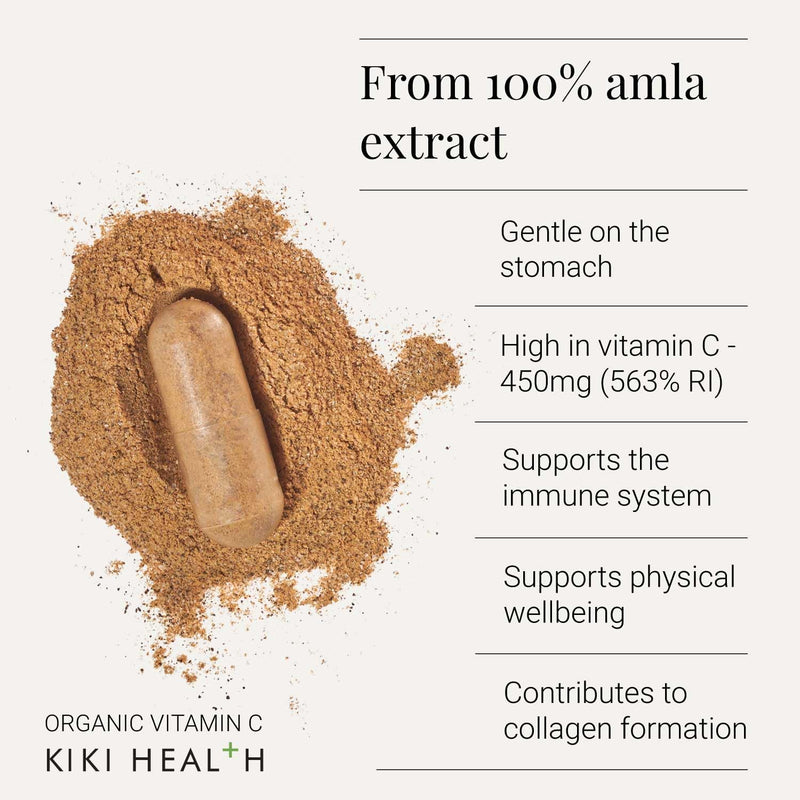 KIKI Health Organic Plant-Based Vitamin C Supplement - Vegan-Friendly Formula with Essential Nutrients for Immune Support - Vitamin C Capsules Promotes Skin Health & Collagen Production - 50 Vegicaps
