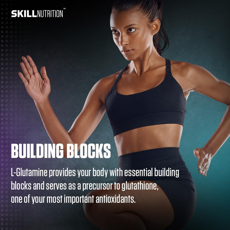 Skill Nutrition Glutamine - 500 g | L-Glutamine Powder | Supports Recovery & Muscle Rebuilding | Free from Sugar & Fillers | Vegan & Vegetarian-Friendly 500 (Pack of 1)
