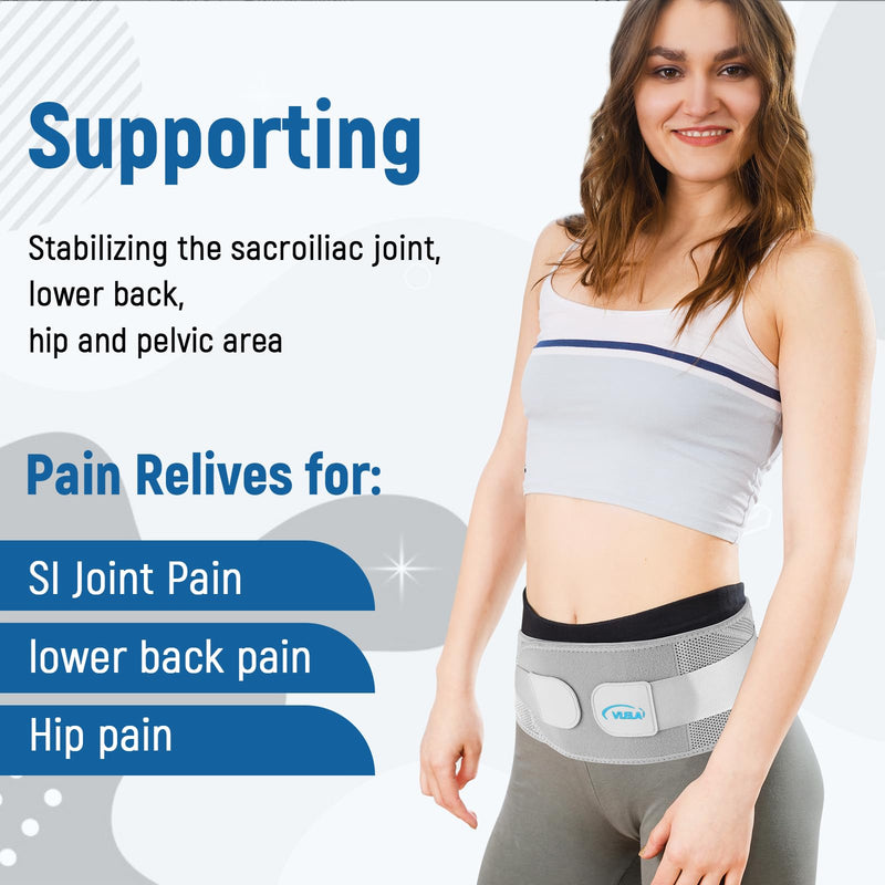 Si Belt -Sacroiliac Belt for Women，Hip Brace for Sciatica, Lower Back,Pelvic and Sacral Nerve Pain Relief,Hip Stabilizer Brace for Si Joint Dysfunction Trochanteric Small Grey