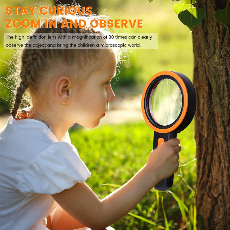 [Australia] - AIXPI Magnifying Glass with Light, 30x Reading Magnifier, 12 LEDs Magnifying Glass, Hand Magnifier Illuminated Magnifying Glass for Children, Seniors, Jewelers, Coins (Black) Black-12led 