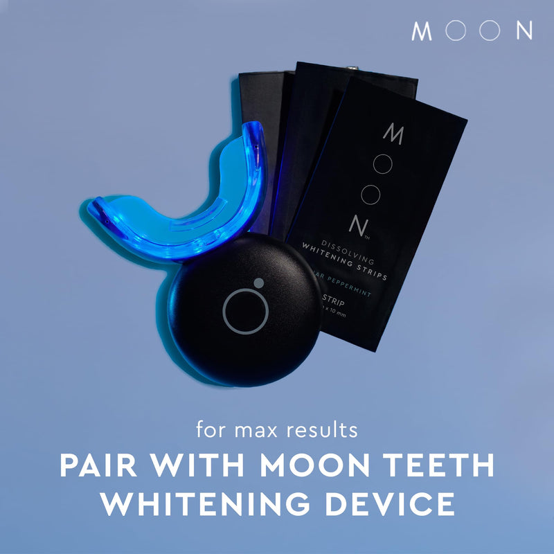 MOON Dissolving Teeth Whitening Strips, 56 No Rinse White Strips, Peppermint, Hydrogen Peroxide & Essential Oils, Whiten Sensitive Teeth up to 7 Shades in 2 Weeks, Travel Essentials, Vegan Oral Care Lunar Peppermint (28 Treatments)