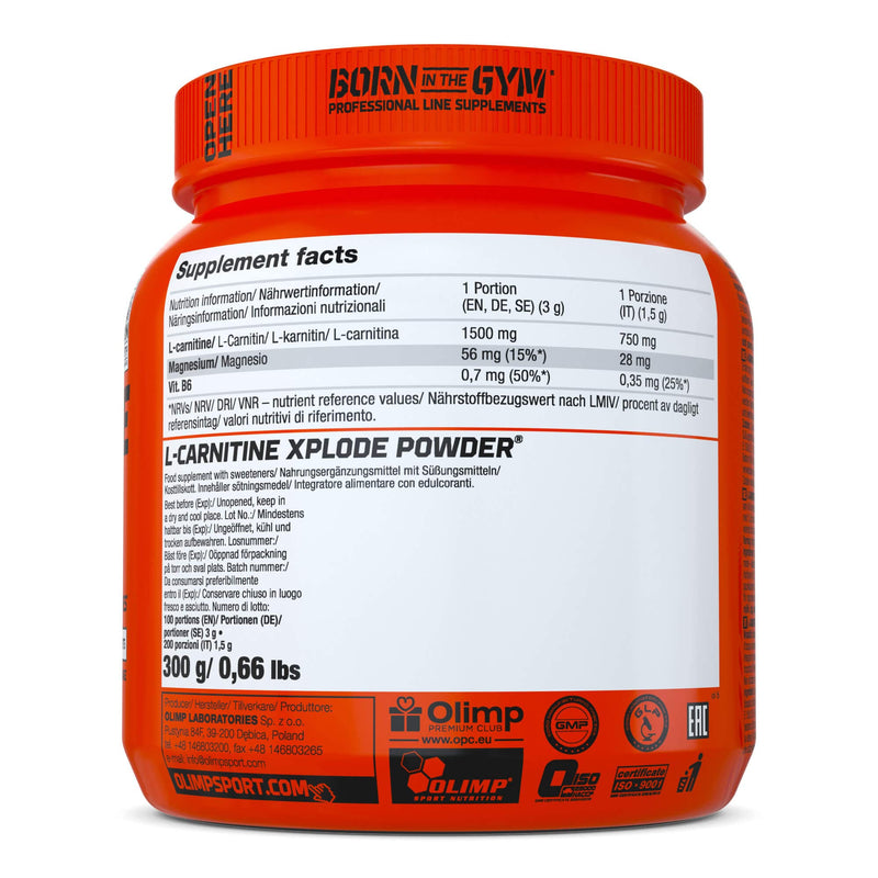 [Australia] - Olimp Sport Nutrition L-Carnitine Xplode powder - dietary supplement, orange flavor, pack of 1 (1 x 300 g) 