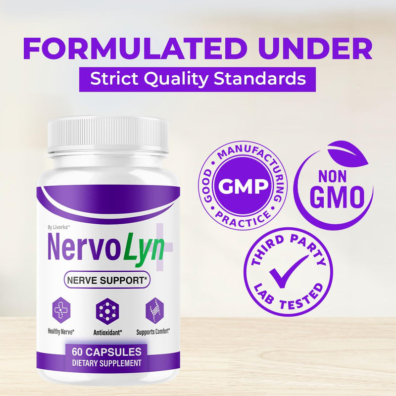 (3 Pack) NervoLyn Capsules - Official Nervo Lyn Advanced Supplement Formula Nerve Health, Natural NervoLyn Brain & Memory Focus Vitamins Suppor for Overal Health & Wellness, 180 Capsules for 3 Months