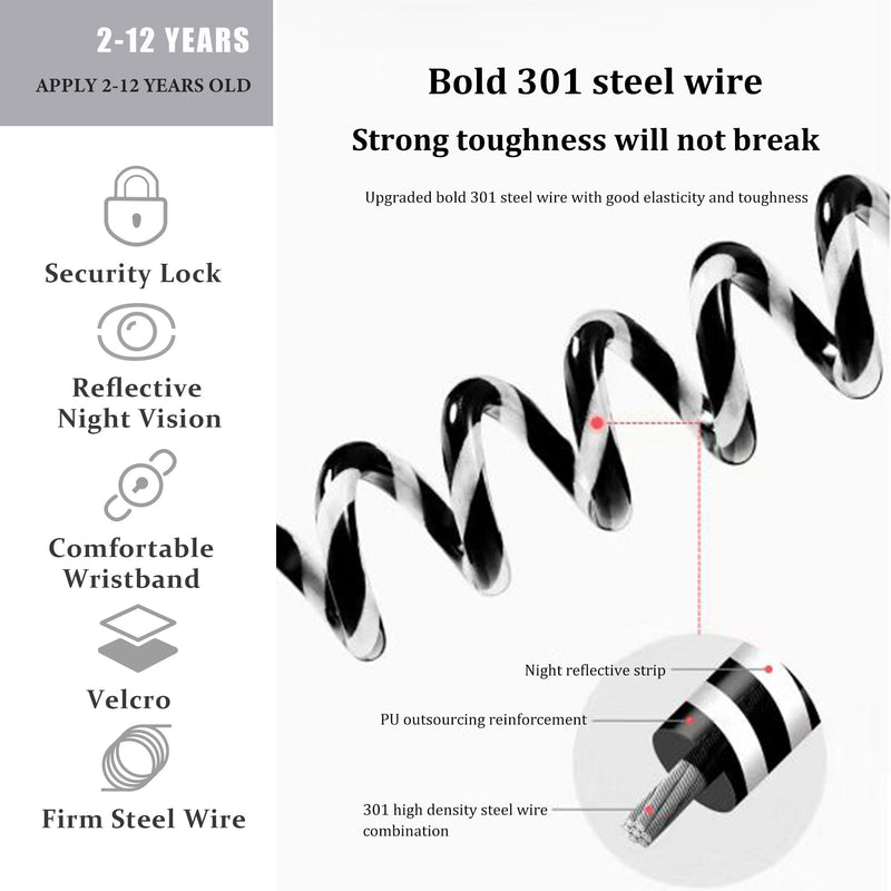 [Australia] - Toddler Harness Walking Leash- Child Anti Lost Wrist Link - Child Safety Harness - Upgrade with Reflective(6.5ft) - for Boys and Girls,Not Easy to Open Without Key (Cool Black) Cool black 