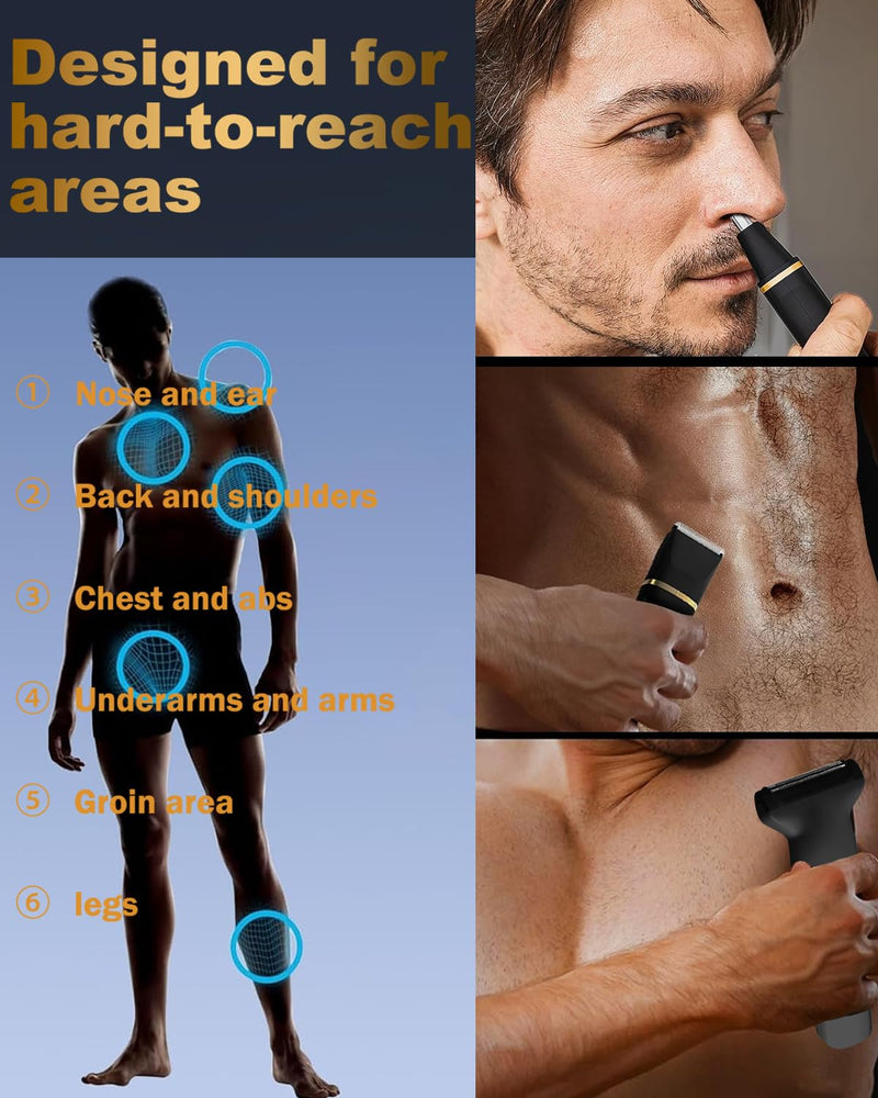 [Australia] - Body Hair Trimmer for Men, Manscape 3-in-1 Electric Razor Groin Groomer,IPX7 Waterproof Wet/Dry,Versatile Hair Trimmer for Ball/Beard/Nose,USB Rechargeable & Nose/Shaves Head,Christmas Gifts for Men Black 
