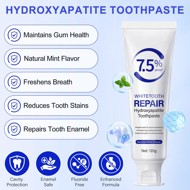 2Pcs Hydroxyapatite Toothpastes for Enamel Protection and Tooth Strengthening, with Gentle Mint, Provides Long-Lasting Fresh Breath, Daily Use for Oral Health, 4.23 OZ 4.23 Fl Oz (Pack of 2)