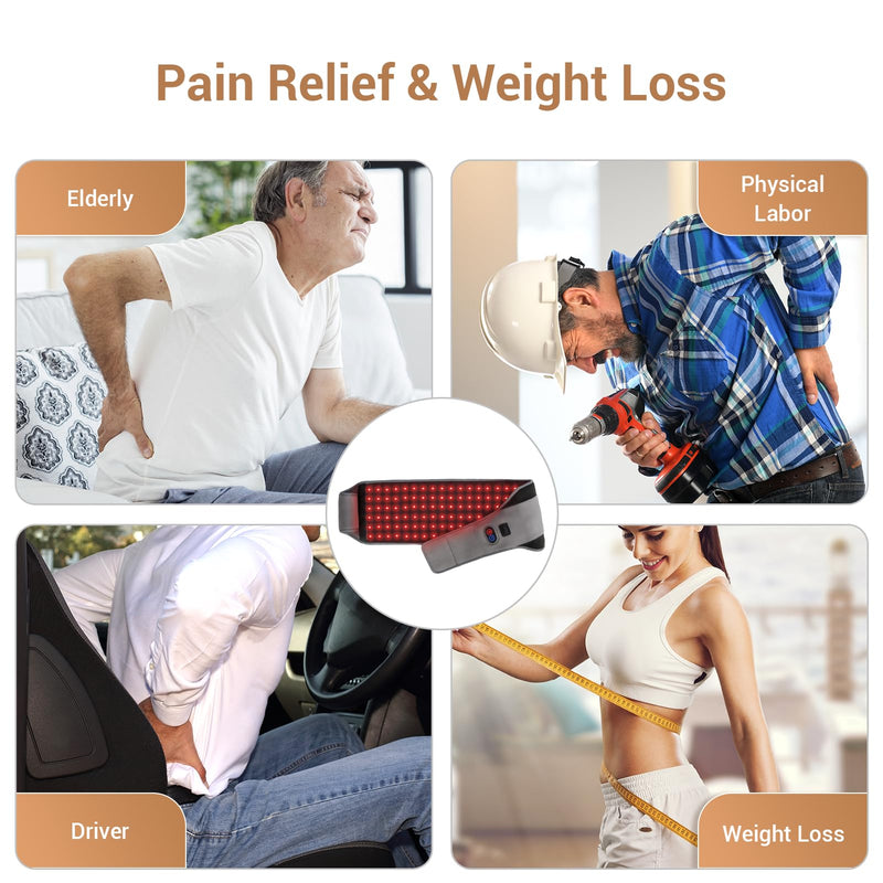 [Australia] - Comfytemp Red Light Therapy Belt, FSA HSA Eligible Infrared Red Light Therapy for Body, 22W Light Wrap with Pulse for Back Waist Muscle Pain Relief, Improve Joint Inflammation, Gift for Women Men 