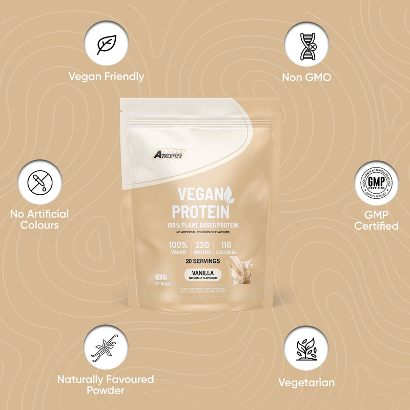 Freak Athletics Vegan Protein Powders - Plant Based Vegan Protein Powder 600g Soy Free Protein Powder (Vanilla)