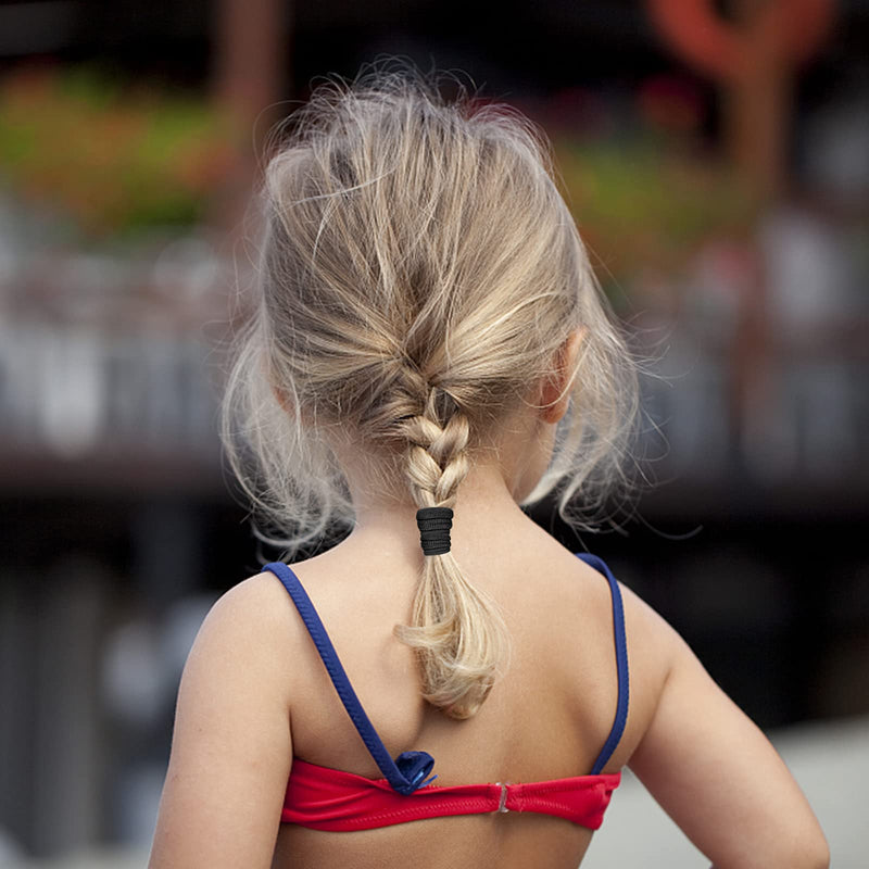 [Australia] - 200PCS Black Baby Hair Bands – Mini Seamless Toddler Hair Ties – Soft Toddler Hair Ponytail Holders for Kids Girls, 1 Inch in Diameter, Black, by NineTong 